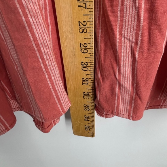 Forever 21 Juniors Medium Sleeveless Sun Dress Coral White Stripes Button Front - Picture 9 of 9